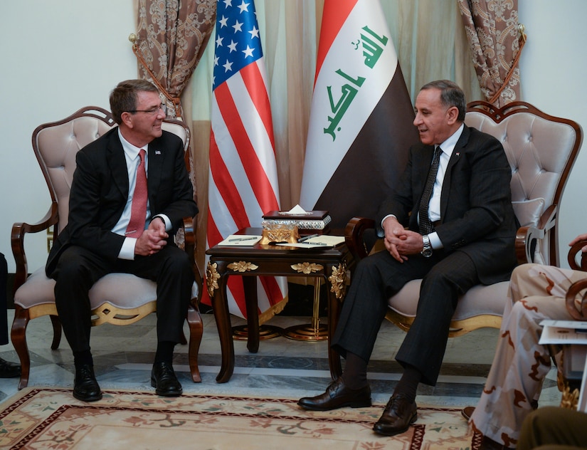 Defense Secretary Ash Carter meets with Iraqi Defense Minister Khaled al-Obaidi in Baghdad, Dec. 16, 2015. DoD photo by Army Sgt. 1st Class Clydell Kinchen
