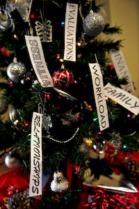As the season approaches, U.S. Service members are reminded to reduce stress and have a happy holiday. Avoiding self-medication, getting organized, relaxing and decompressing are some of the ways U.S. Airmen and Soldiers can achieve a peaceful season. (U.S. Air Force photo by Senior Airman Breonna Veal)