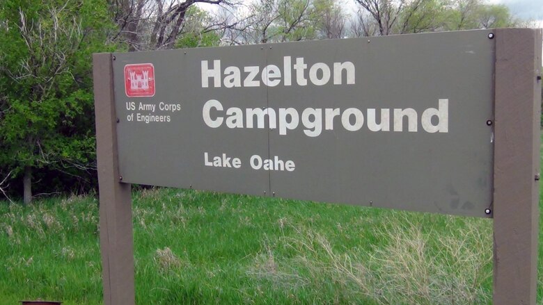 A sign marks the entrance of the Hazelton Campground at Lake Oahe. The Campground and Recreation Area were added to the list of campsites available for reservations on Recreation.gov for the 2016 recreation season.