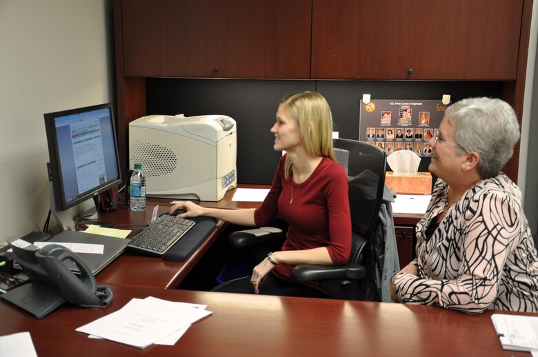 Crystal May (left) is the Louisville District’s new deputy for small business, shown here with her predecessor Jacque Gee.