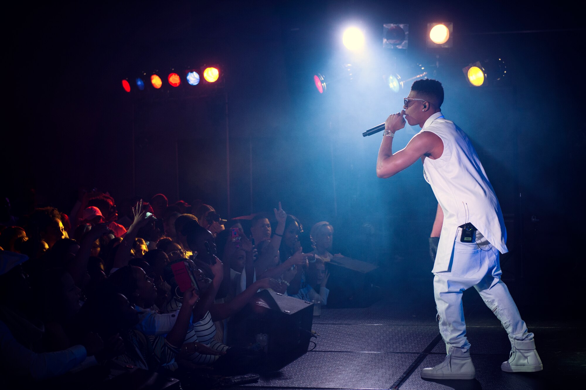 Bryshere Y. Gray, known for his role as Hakeem Lyon on the television series Empire, performs at Yokota Air Base, Japan, Dec. 15, 2015. As part of the United Service Organizations Empire tour, cast members participated in meet and greets, spoke with Yokota High School youth and hosted and performed a family-friendly White Party. (U.S. Air Force photo by Airman 1st Class Delano Scott/Released)