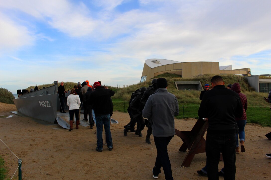 U.S. Marine noncommissioned officers of U.S. Marine Corps Forces Europe and Africa visited Omaha Beach, in Normandy, France, Dec. 11-13, a site of the historic amphibious Allied landings during World War II, also known as D-Day. The Marine NCOs are the backbone of service component operations for U.S. European Command that supports numerous NATO-led operations and exercises in Europe that enables the Alliance to continue their proven, enduring partnerships. 