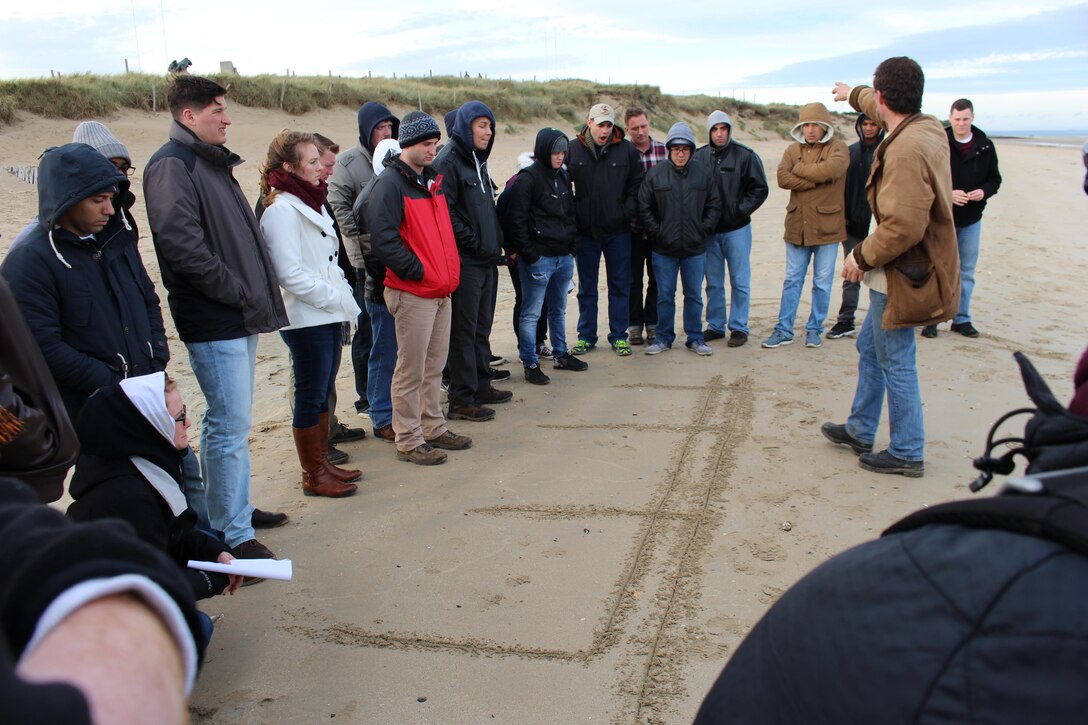 U.S. Marine noncommissioned officers of U.S. Marine Corps Forces Europe and Africa visited Omaha Beach, in Normandy, France, Dec. 11-13, a site of the historic amphibious Allied landings during World War II, also known as D-Day. The Marine NCOs are the backbone of service component operations for U.S. European Command that supports numerous NATO-led operations and exercises in Europe that enables the Alliance to continue their proven, enduring partnerships. 