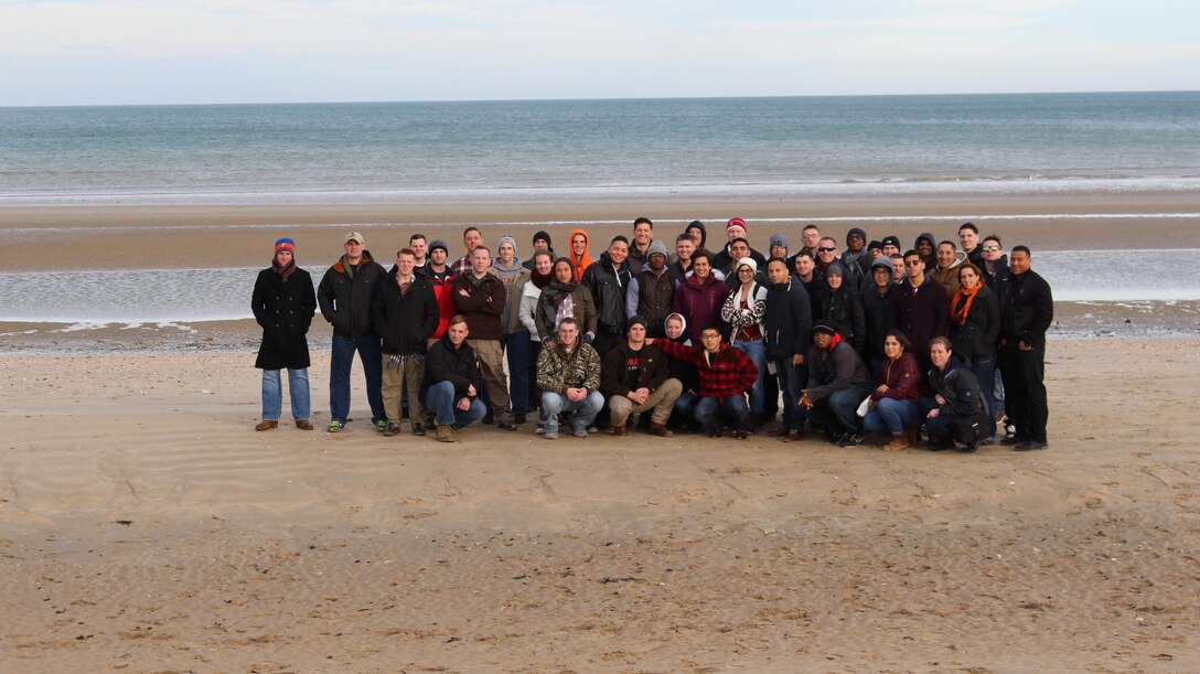 U.S. Marine noncommissioned officers of U.S. Marine Corps Forces Europe and Africa visited Omaha Beach, in Normandy, France, Dec. 11-13, a site of the historic amphibious Allied landings during World War II, also known as D-Day. The Marine NCOs are the backbone of service component operations for U.S. European Command that supports numerous NATO-led operations and exercises in Europe that enables the Alliance to continue their proven, enduring partnerships. 