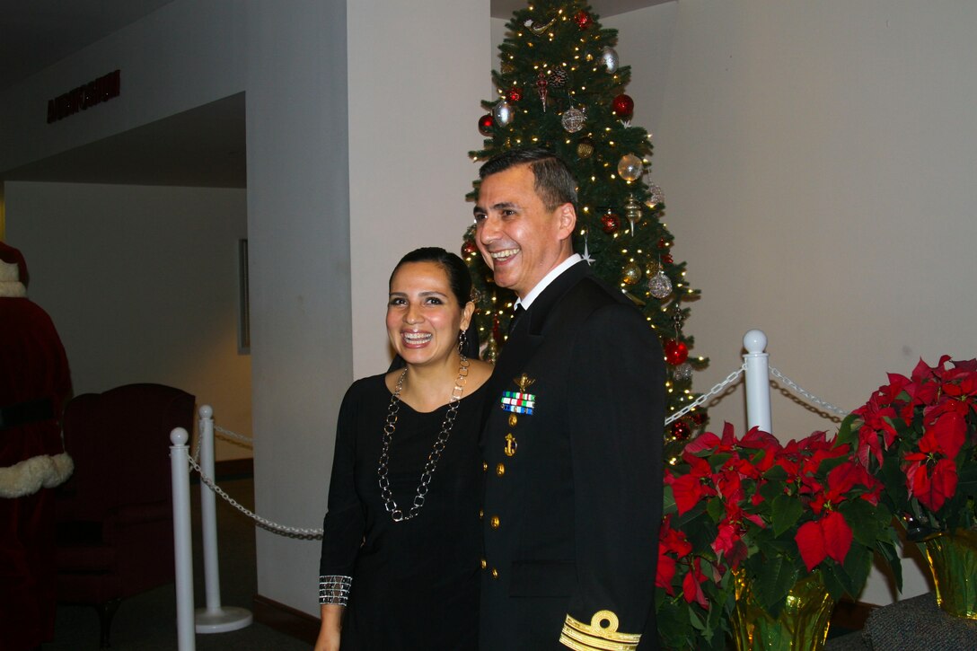 Andres Ruic, a Mexican officer attending Marine Corps University, poses with his wife Susette at the Civilian Military Council evening social on Dec. 10. 