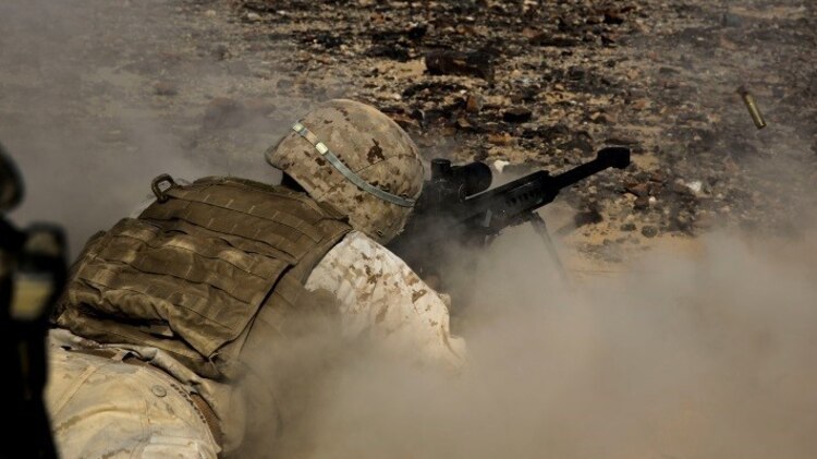 A Marine with 1st Battalion, 8th Marine Regiment fires at a target with the M110 Semi-Automatic Sniper System during the sniper marksmanship assessment as part of Integrated Training Exercise 1-16 at Marine Corps Air Ground Combat Center, Twentynine Palms, Calif., Oct. 24, 2015. During ITX, Marines demonstrate core, infantry mission essential tasks while conducting offensive and defensive stability operations.