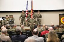 Brig. Gen. Bradford J. Gering, outgoing commander, speaks to audience members during an assumption-of-command ceremony on Dec. 18, 2015, in Norfolk, Va., during which he relinquished command of U.S. Marine Corps Forces Command and Fleet Marine Force Atlantic to Lt. Gen. John E. Wissler.