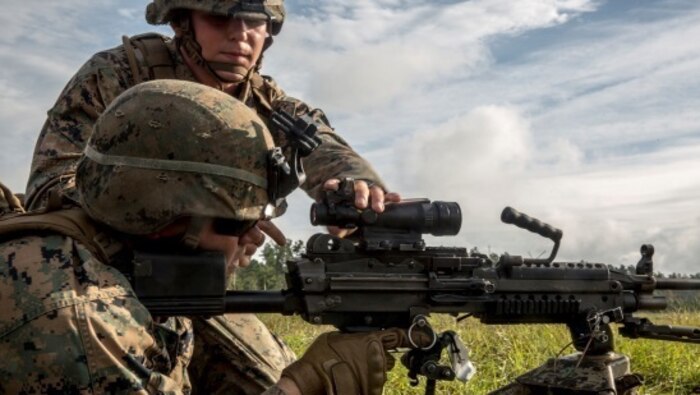 Marines with 1st Battalion, 8th Marine Regiment prepare to fire during a company live-fire exercise at Marine Corps Base Camp Lejeune, N.C., Sept. 30, 2015. The exercise is in preparation for the integrated training exercise taking place at Air-Ground Combat Center Twentynine Palms, Calif., in October.