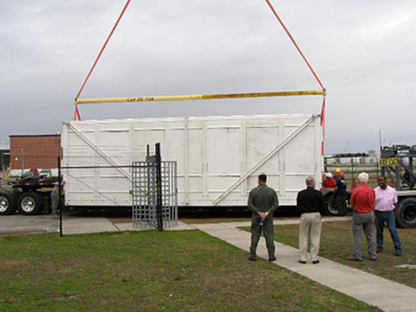 Reusable simulator containers are prepped for shipment from Cherry Point to Norfolk in December. 