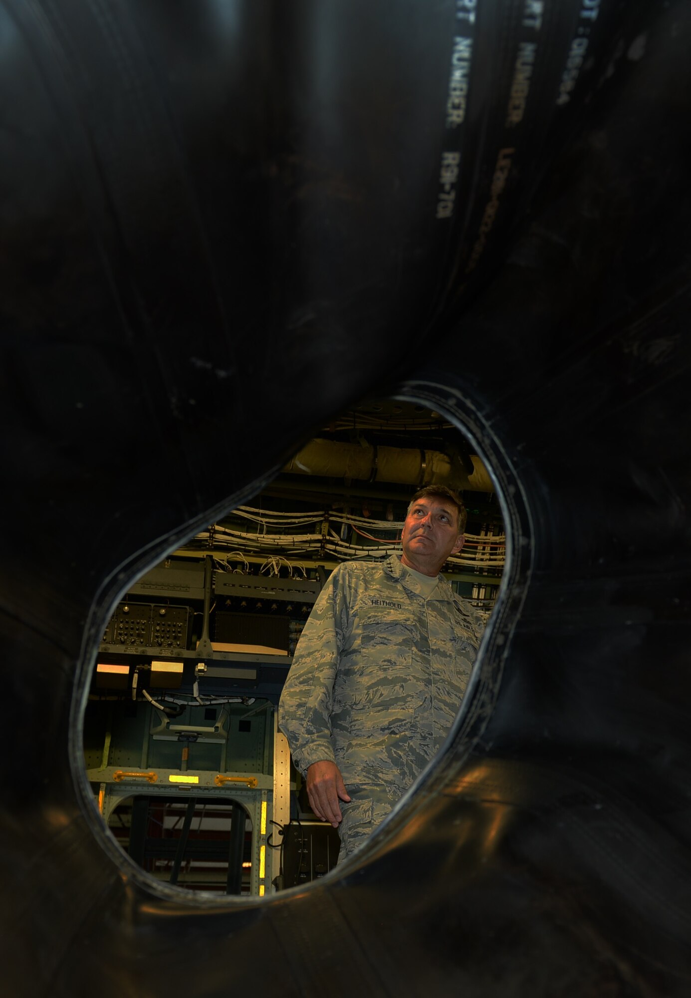 Lt. Gen. Brad Heithold, commander of Air Force Special Operations Command, tours the Lockheed Martin facility in Crestview, Fla., Dec. 16, 2015. During the tour, Heithold thanked more than 100 Lockheed employees at the facility. (U.S. Air Force photo/Staff Sgt. Melanie Holochwost)