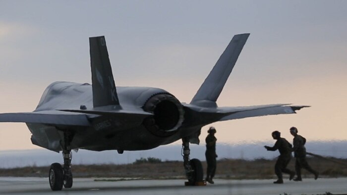 Bulk refueling specialists with Marine Wing Support Squadron 373 prepare to refuel an F-35B Lightning II from Marine Fighter Attack Squadron 121 at Red Beach at Marine Corps Base Camp Pendleton, Calif., Dec. 10, 2015. Various squadrons within 3rd MAW performed more than 70 sorties ranging from external lifts, convoy escorts and casualty evacuation missions with rotary aircraft and fire support missions with the F-35B Lightning II Joint Strike Fighter to providing refueling points for air and ground assets.
