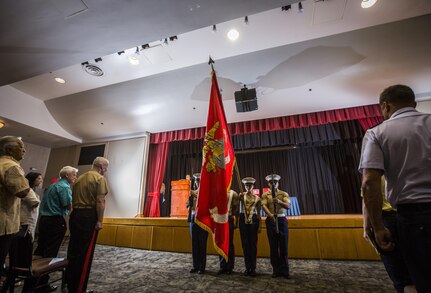The U.S. Marine Corps Forces, Pacific color guard presents the colors during the First Responder Recognition Ceremony at the Neal S. Blaisdell Center, in Honolulu, Dec. 18, 2015.  U.S. Marine Corps Forces, Pacific recognized Honolulu's first responders who assisted during the rescue and treatment of Marines and sailors in the aftermath of the 15th Marine Expeditionary Unit MV-22 Osprey tilt-rotor aircraft mishap.