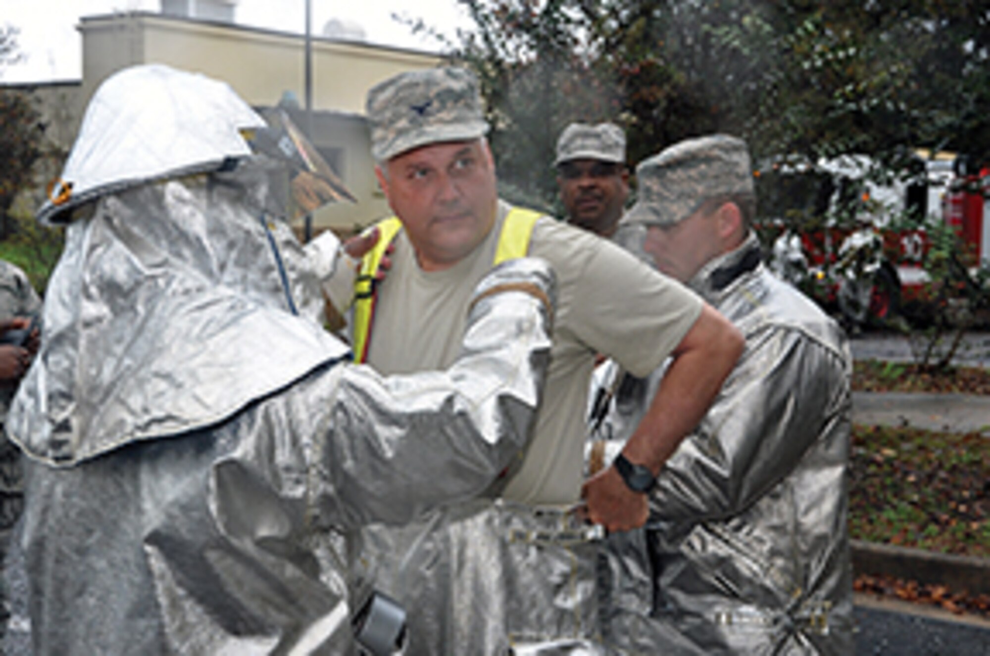 Col Jimmie Brooks recently participated in a firefighting exercise.