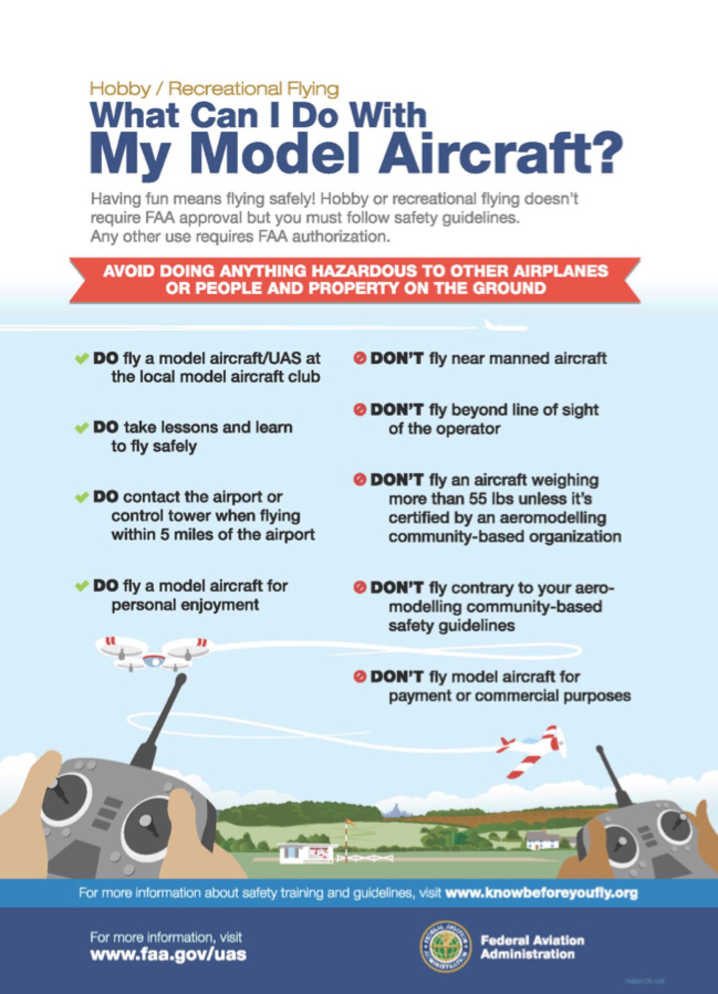 FAA model aircraft do's and don'ts