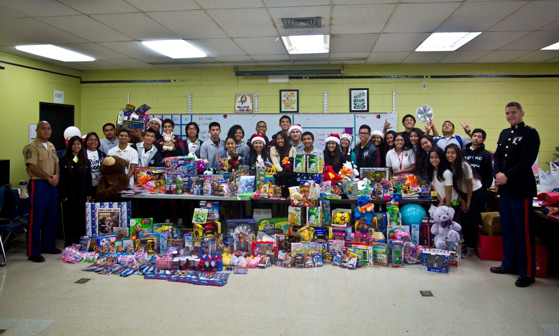 Simon A. Sanchez High School students donated toys towards the 2015 Toys for Tots toy drive.