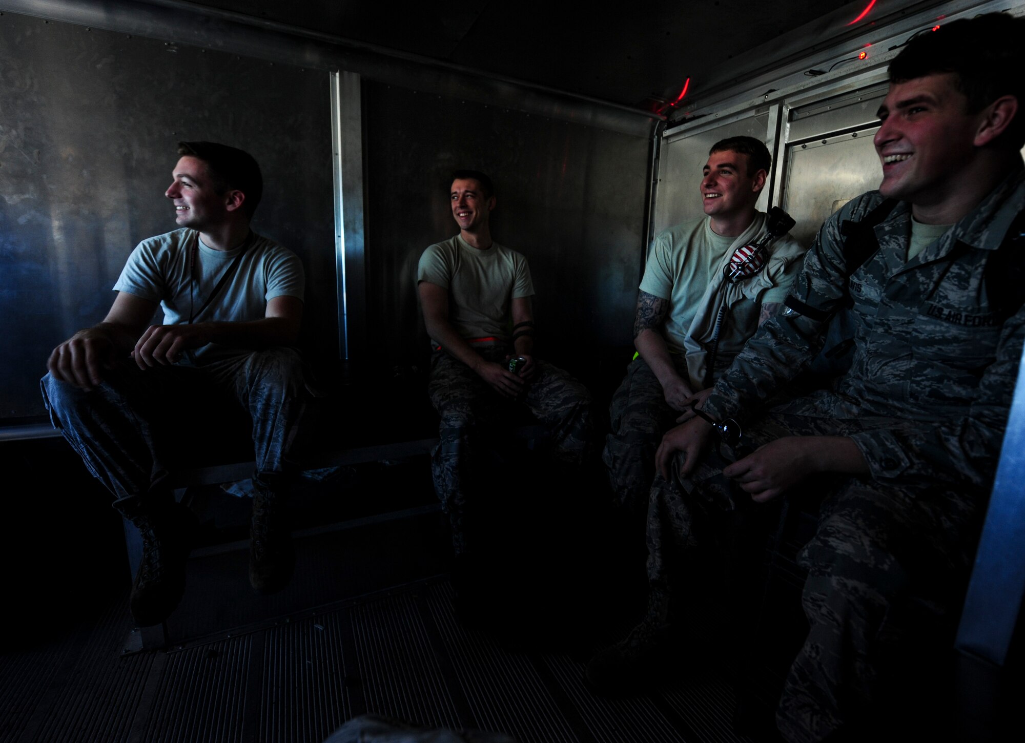 Crew chiefs with the 1st Special Operations Aircraft Maintenance Squadron head out to their assigned aircraft to perform maintenance at Hurlburt Field, Fla., Dec. 15, 2015. Crew chiefs with the 4th Aircraft Maintenance Unit are trained to diagnose malfunctions on the AC-130U Spooky Gunship during pre-flight and post-flight inspections, repair and refuel the aircraft, keep detailed records, marshal aircraft, to remain mission ready at all times.(U.S. Air Force photo by Senior Airman Meagan Schutter)