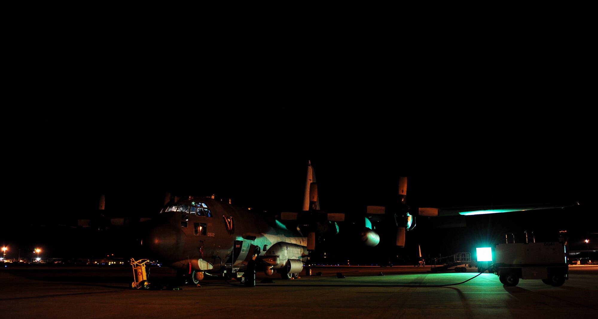 Airmen with the 1st Special Operations Aircraft Maintenance Squadron perform routine maintenance on an AC-130U Spooky Gunship at Hurlburt Field, Fla., Dec. 15, 2015. Primary missions of the AC-130U are close air support, air interdiction and armed reconnaissance. (U.S. Air Force photo by Senior Airman Meagan Schutter)