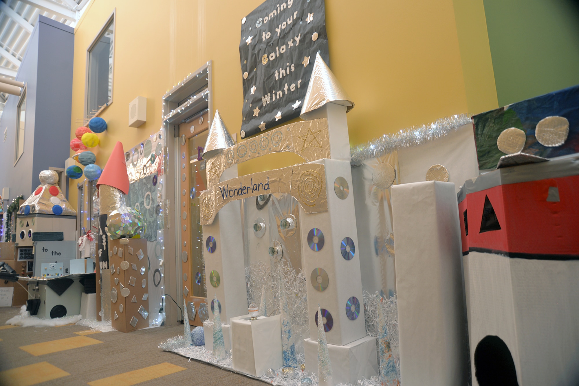 The halls and doors of the Offutt Child Development Center II stand decorated for the holiday season Dec. 18 on Offutt Air Force Base, Neb. The halls remain decorated through the first of the year. (U.S. Air Force photo by Kendra Williams)