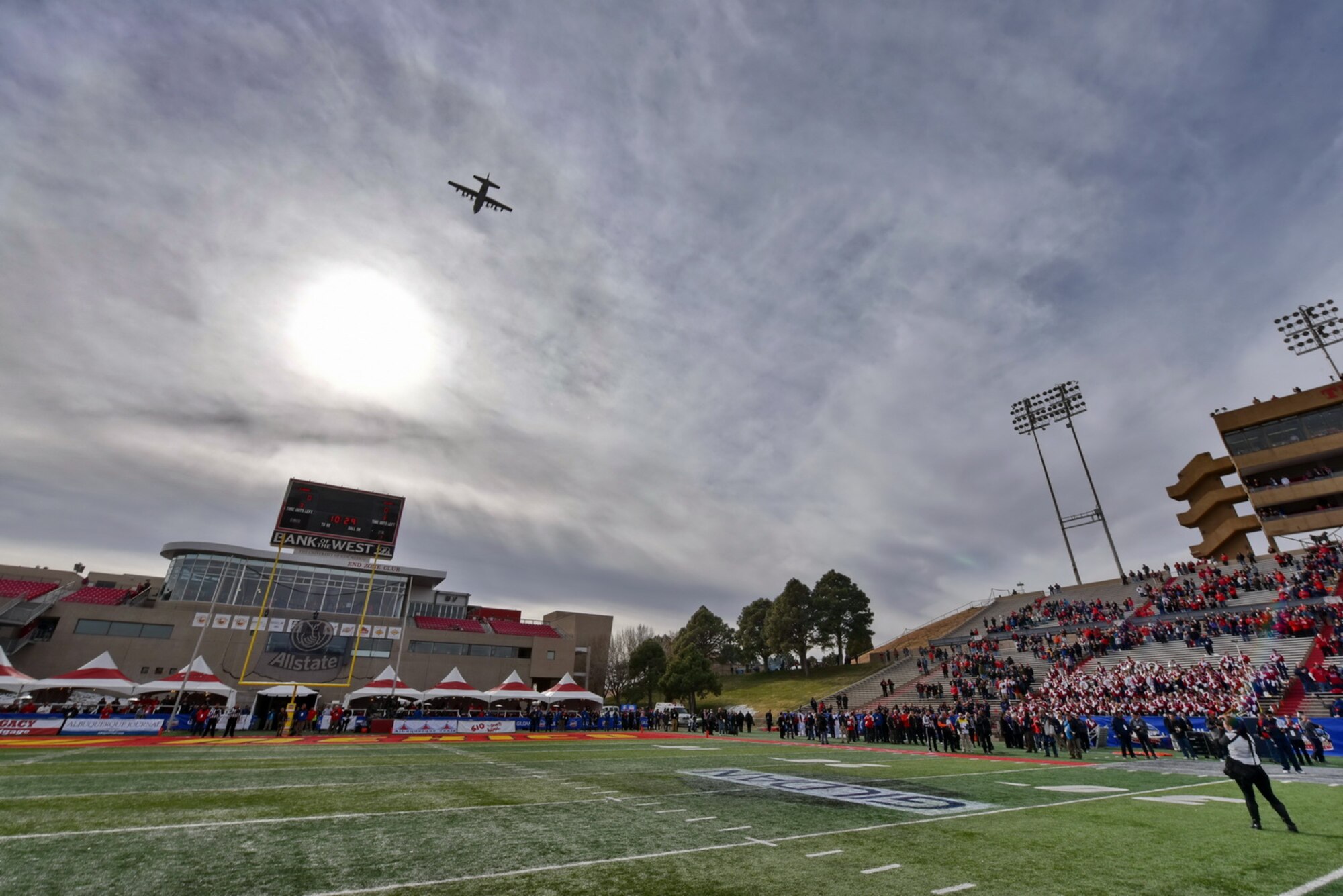 The 58th Special Operations Wing performed an opening game flyover at the UNM Gildan Bowl Dec. 19. (Photo by Ken Moore)