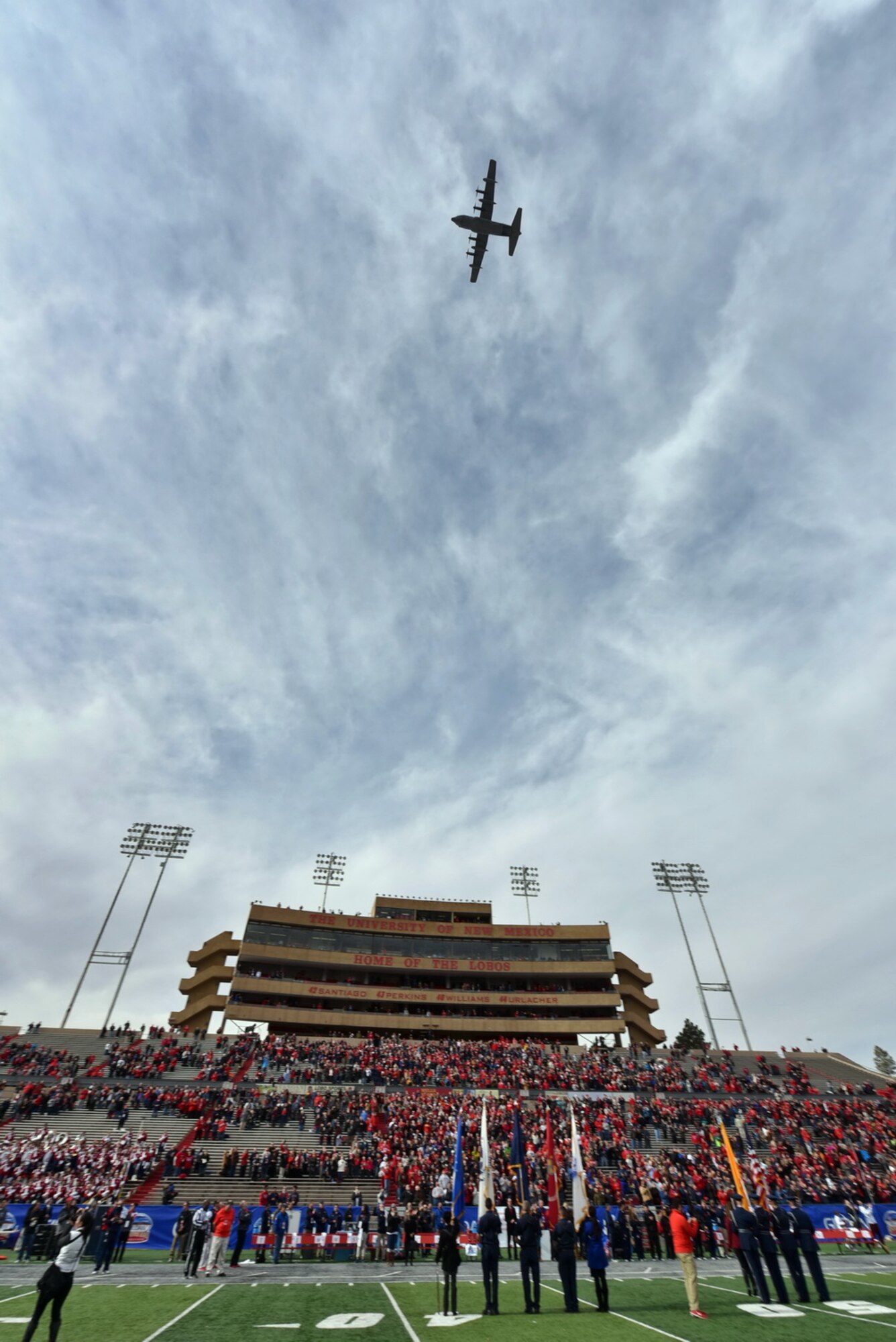 The 58th Special Operations Wing performed an opening game flyover at the UNM Gildan Bowl Dec. 19. (Photo by Ken Moore)