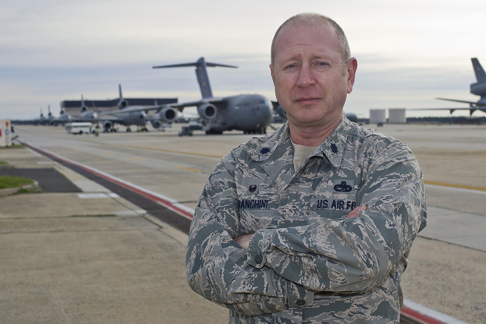 Three Air Force Reserve officers have been selected to lead active-duty units under the voluntary Extended Active Duty tour program. Lt. Col. Matthew Bianchini, 514th Maintenance Squadron commander, Joint Base McGuire-Dix-Lakehurst, New Jersey, will lead the 736th Aircraft Maintenance Squadron at Dover AFB, Delaware. (U.S. Air Force photo/Shawn Jones)