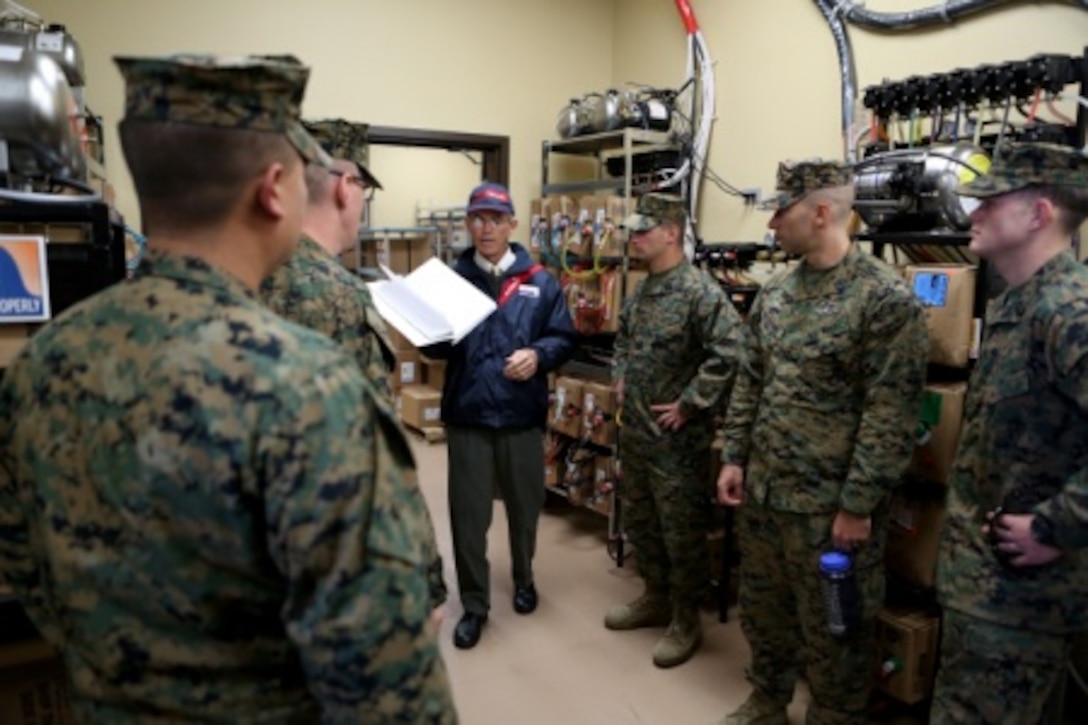 Sailors from 1st Medical Battalion, 1st Marine Logistics Group and various other units are given a guided tour through the 22 Area Mess Hall aboard Camp Pendleton, Calif., Nov. 19, 2015, as they are taught how to inspect a facility for health and cleanliness. Med. Bn. hosted a three-day training evolution with units across the western region to increase their readiness and proficiency in preventive medicine.