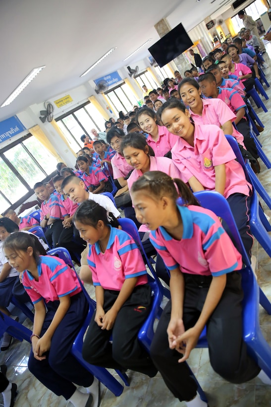 More than 120 students receive donated books in Chanthaburi, Thailand, Dec. 21, 2015. 