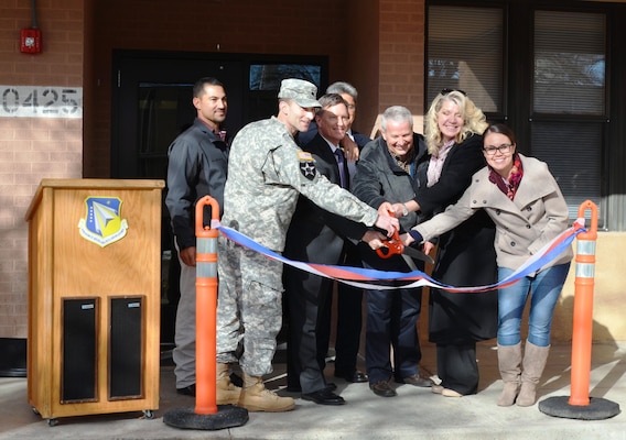 KIRTLAND AIR FORCE BASE, N.M. -- Representatives from the District participated in a ribbon-cutting ceremony, Dec. 16, 2015, to officially open the newly renovated Building 425 on base.