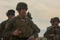 U.S. Marine Corps Col. Kenneth Kassner, 5th Marine Regiment commanding officer, conducts a rehearsal of concept drill during Steel Knight 2016 at Marine Corps Air-Ground Combat Center, Twentynine Palms, Calif., Dec. 9, 2015. Steel Knight is an annual field training exercise that enables 1st Marine Division to test and refine its command and control capabilities by acting as the headquarters element for a forward-deployed Marine Expeditionary Force.(U.S. Marine Corps Combat Camera photograph by ( Lance Cpl. Roderick L. Jacquote)/RELEASED)