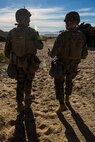 U.S. Marine Corps Col. Kenneth Kassner, right, 5th Marine Regiment commanding officer, briefs Lt. Col. Brian Greene, left, the commanding officer of 2nd Battalion, 4th Marine Regiment, during Steel Knight 16 at Marine Corps Air-Ground Combat Center, Twentynine Palms, Calif., Dec. 10, 2015. Steel Knight enables 1st Marine Division to test and refine its command and control capabilities by acting as the headquarters element for a forward-deployed Marine Expeditionary Force. (U.S. Marine Corps Combat Camera photograph by ( Lance Cpl. Roderick L. Jacquote)/RELEASED)