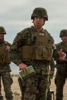 U.S. Marine Corps Col. Kenneth Kassner, 5th Marine Regiment commanding officer, conducts a rehearsal of concept drill during Steel Knight 2016 at Marine Corps Air-Ground Combat Center, Twentynine Palms, Calif., Dec. 9, 2015. Steel Knight is an annual field training exercise that enables 1st Marine Division to test and refine its command and control capabilities by acting as the headquarters element for a forward-deployed Marine Expeditionary Force. (U.S. Marine Corps Combat Camera photograph by ( Lance Cpl. Roderick L. Jacquote)/RELEASED)