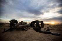 U.S. Marines with India Battery, 3rd Battalion, 11th Marine Regiment, 1st Marine Division, set up a new firing position with the M777 lightweight 155mm Howitzer during Steel Knight 2016 (SK-16) at Marine Corps Air Ground Combat Center Twentynine Palms, Calif., Dec 11, 2015.  SK-16 is an annual military exercise developed to prepare 1st Marine Division personnel within the Ground Combat Element of a Marine Air-Ground Task Force. (U.S. Marine Corps photo by Lance Cpl Ryan Kierkegaard 1st Marine Division Combat Camera /Released)