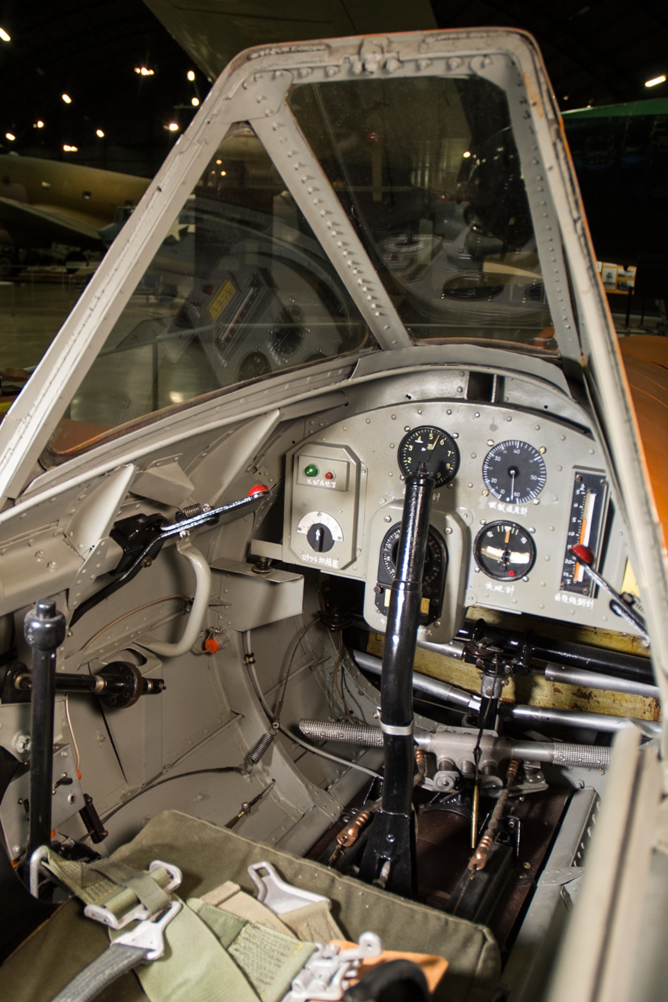 Yokosuka MXY7-K1 Ohka Trainer cockpit in the World War II Gallery at the National Museum of the United States Air Force. (U.S. Air Force photo by Ken LaRock)