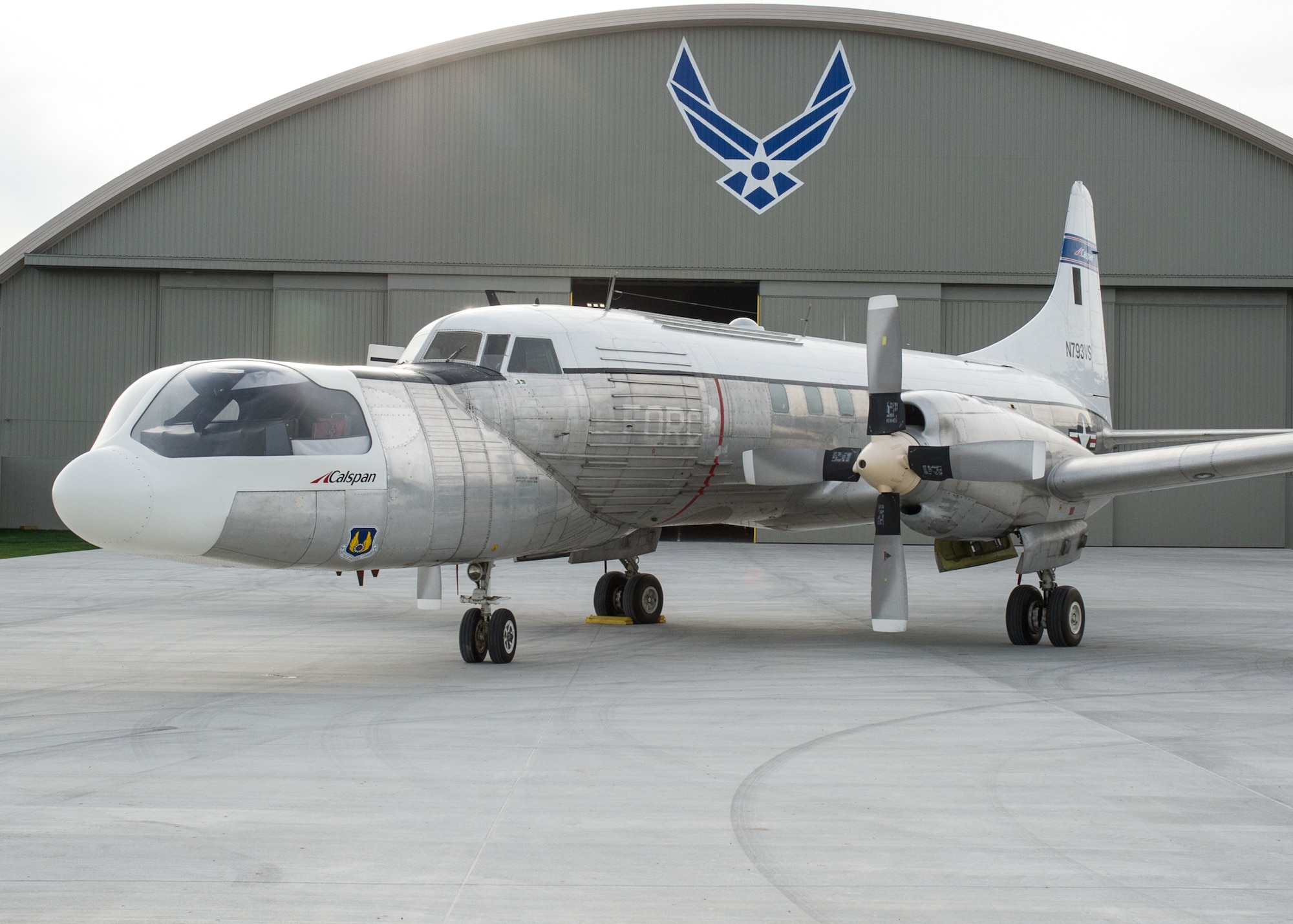 The Convair NC-131H Total In-Flight Simulator (TIFS) in front of the museum's fourth building on Dec, 8,2015. (U.S. Air Force photo)