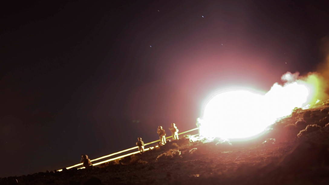U.S. Marines with Fox Company, Battalion Landing Team 2/6, 26th Marine Expeditionary Unit, fire a shoulder-launched multipurpose assault weapon (SMAW) during live fire training Nov 24, 2015. The 26th MEU is embarked on the Kearsarge Amphibious Ready Group and is deployed to maintain regional security in the U.S. 5th Fleet area of operations. 