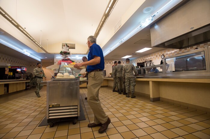 Joint Base Charleston members utilize the Air Base dining facility Dec. 23, 2015, on JB Charleston – Air Base, S.C. The Air Base DFAC will be serving Christmas lunch and dinner for anybody who has unrestricted access to JB Charleston. (U.S. Air Force photo/Staff Sgt. George Goslin)