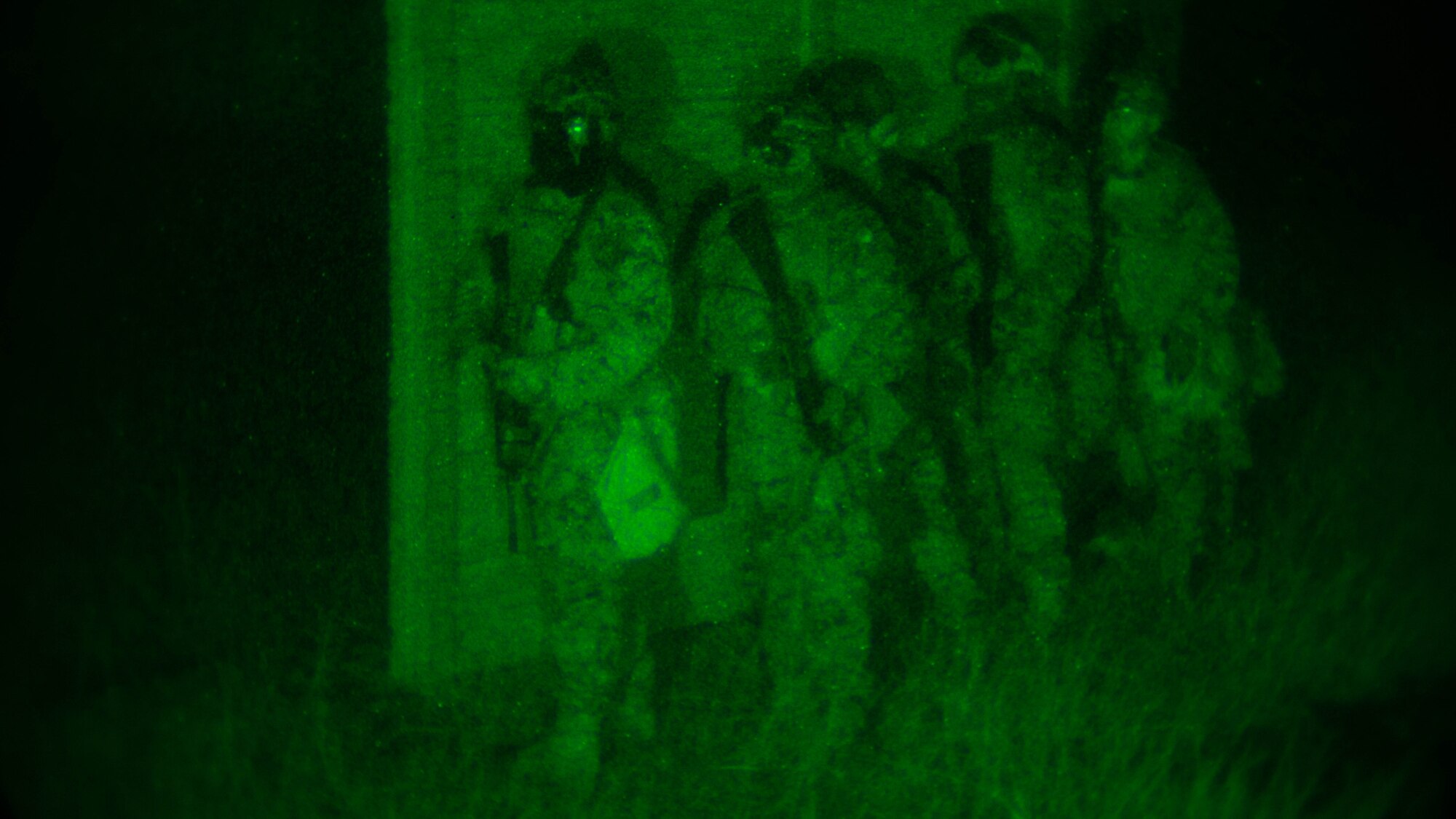 Marines with Battalion Landing Team, 1st Battalion, 5th Marines, 31st Marine Expeditionary Unit, provide security for Marines with Maritime Raid Force, 31st MEU, while they conduct a raid Dec. 14, 2015, on Camp Hansen, Okinawa, Japan. The raid is part of the MEF’s Interoperability Exercise 16-1. INTEROP is an exercise used to build a working bond between units quickly and effectively. The MRF and BLT Marines are with the 31st Marine Expeditionary Unit.