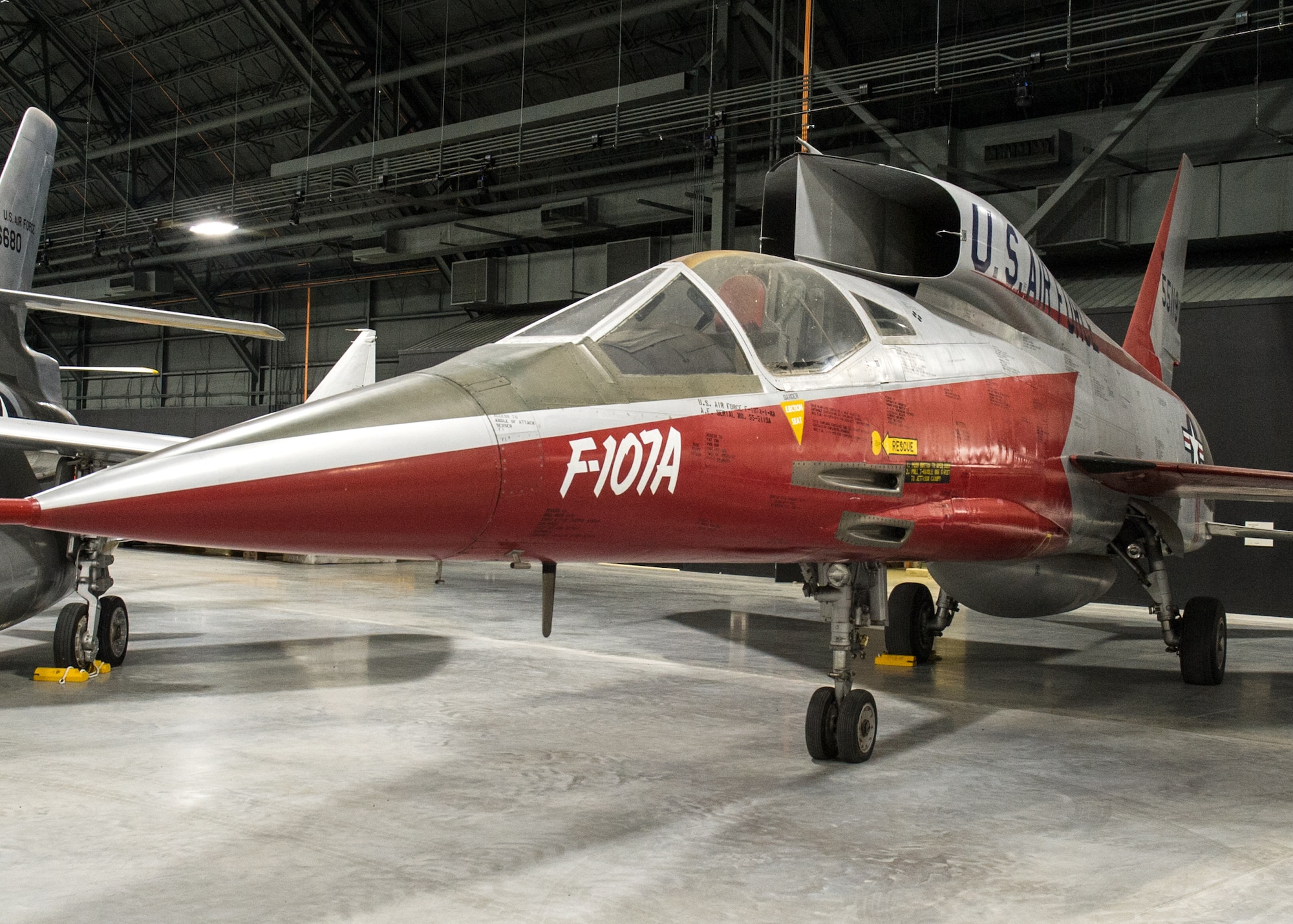 North American F-107A in the Research & Development Gallery at the National Museum of the U.S. Air Force on December 28, 2015. (U.S. Air Force photo)