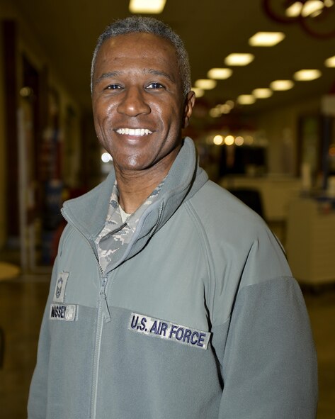 Senior Master Sgt. Kevin Massey, Air Force Global Strike Command superintendent of intelligence, surveillance and reconnaissance said,“This upcoming year I want to make the time to work out a little more and spend more time with my wife.” (U.S. Air Force photo/Airman 1st Class Mozer O. Da Cunha)
