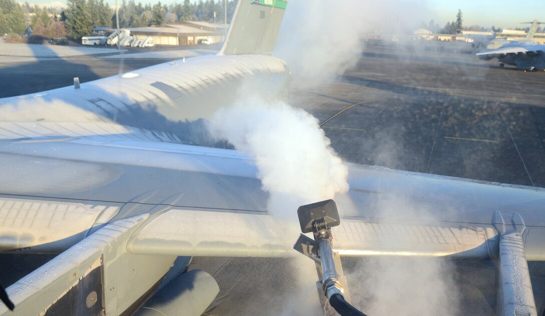 Spraying the deicing fluid