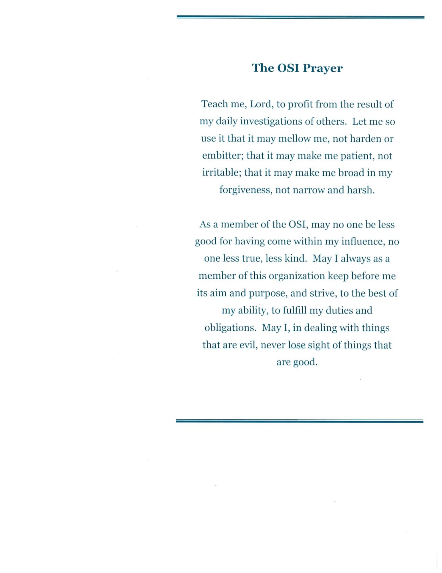 OSI Prayer