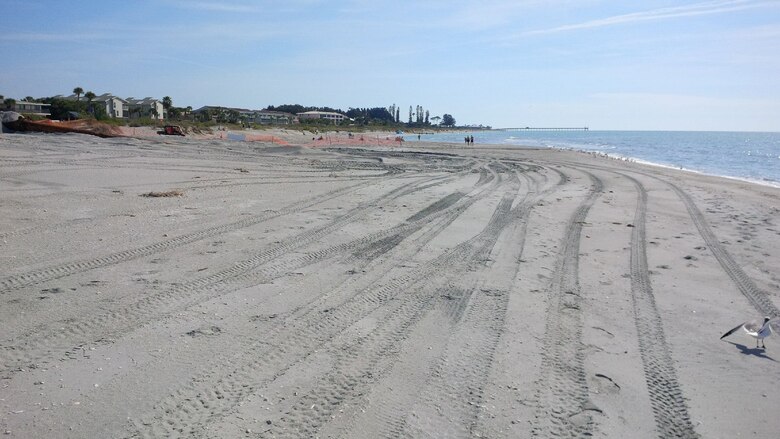 Sand placement on Venice Beach resumed Jan. 30. The project will place approximately 791,000 cubic yards of sand on 3.2 miles of shoreline. 
