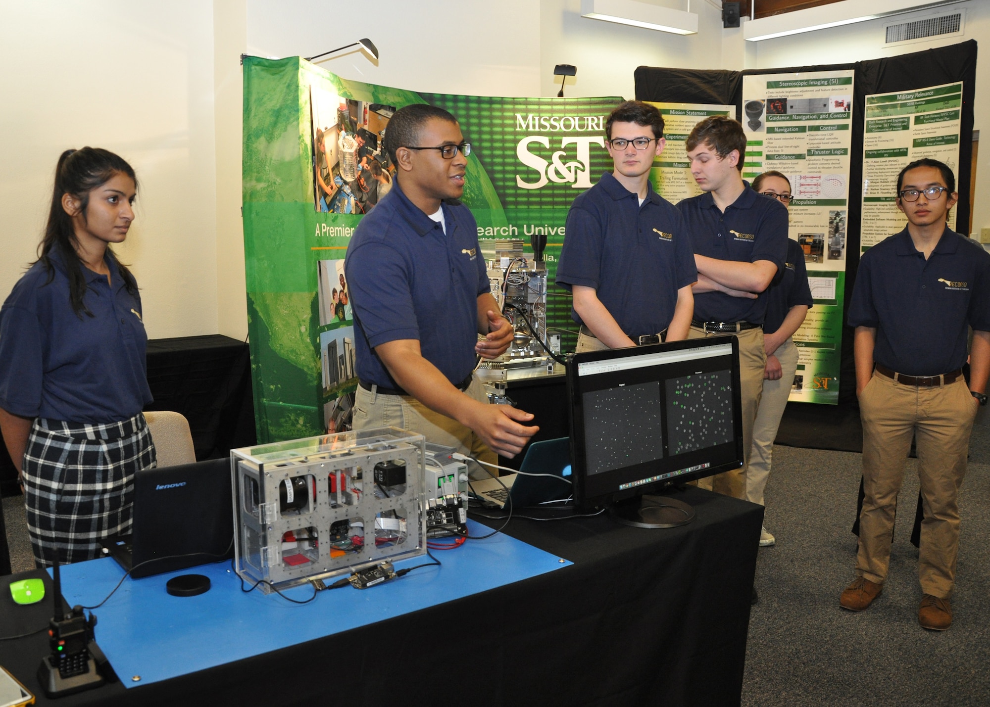 Students from Missouri University of Science and Technology present their winning satellite program during the Air Force Research Laboratory Space Vehicles Directorate’s University Nanosatellite Program student competition which took place Jan. 17-19, 2015, at Kirtland Air Force Base, N.M. (Courtesy photo)