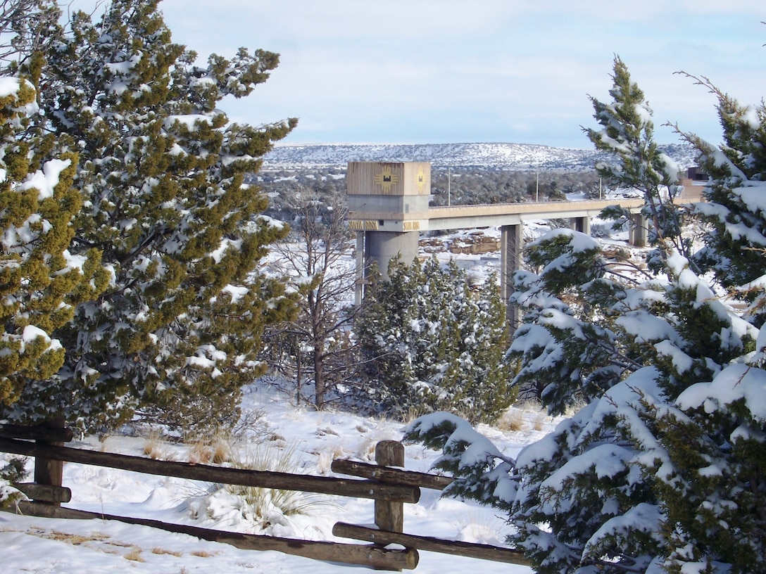 SANTA ROSA, N.M., -- Snow blankets the area around the dam, Jan. 22, 2015.