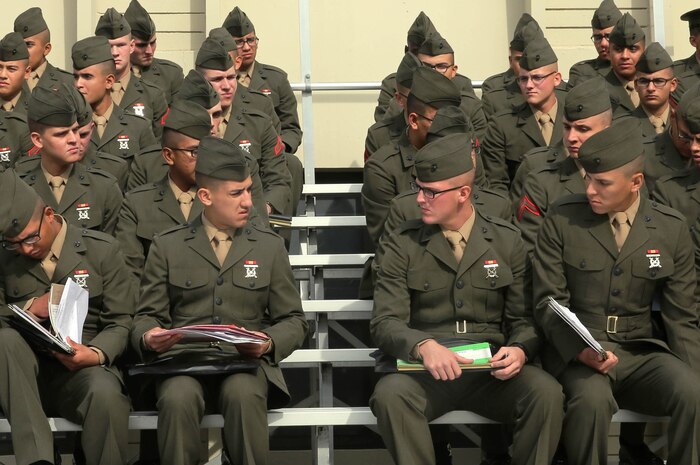 Students to the School of Infantry West report for check-in with the Student Administration Company to begin their courses in Marine Combat Training and Infantry Training Battalion, Jan. 20.
