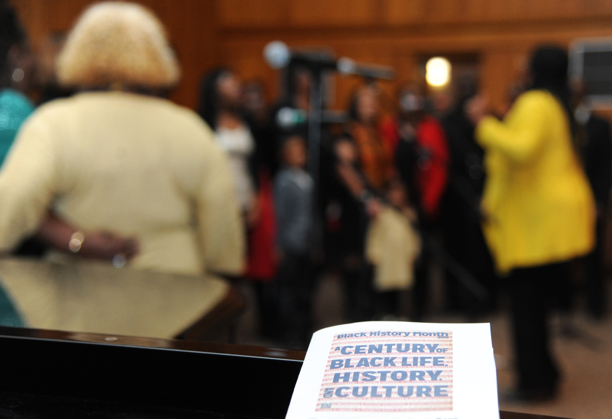 An event program sits on display during the 2015 Gospel Concert Jan. 31, 2015, at the Triangle Chapel, Keesler Air Force Base, Miss.   The African American Heritage Committee hosted the praise and worship service to celebrate Black History Month. (U.S. Air Force photo by Kemberly Groue)