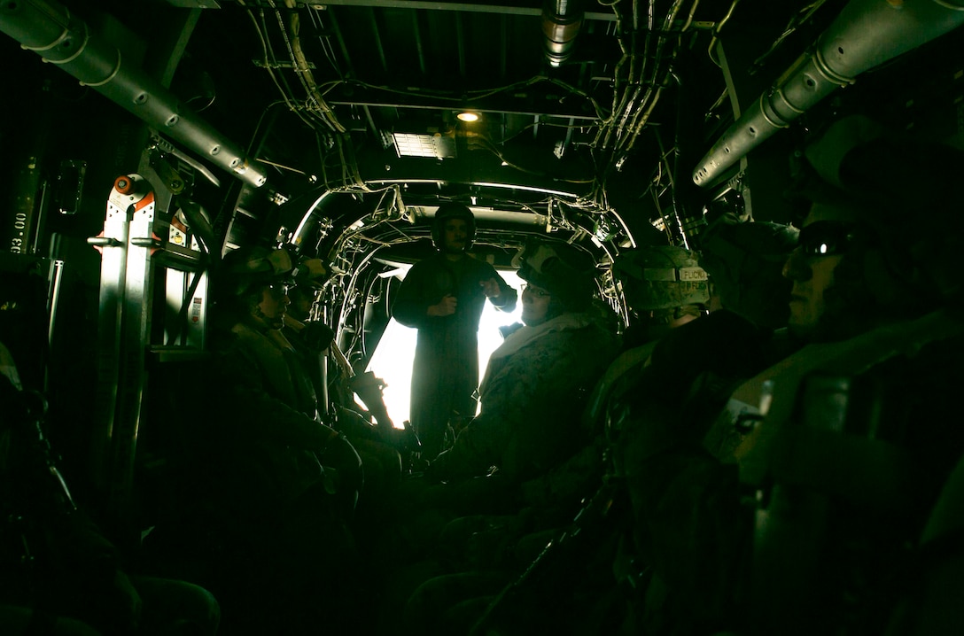 Marines with Special-Purpose Marine Air-Ground Task Force Crisis Response – Africa prepare to take off in an MV-22 Osprey during an unscripted alert-force drill at Morón Air Base, Spain, Jan. 29, 2015. SPMAGTF-CR-AF launched two Ospreys to retrieve a simulated casualty and test the unit’s ability to rapidly conduct crisis response missions. (U.S. Marine Corps photo by Sgt. Paul Peterson/Released)