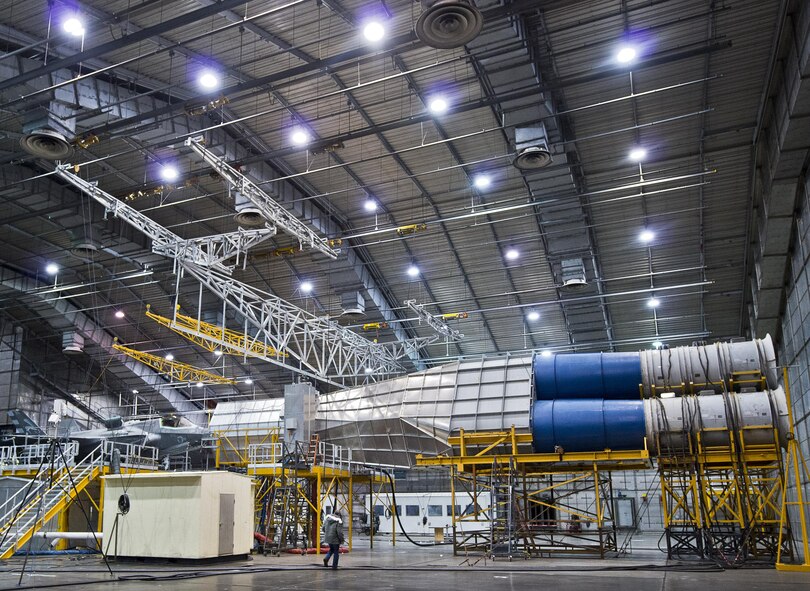 An F-35 Lightning II endures freezing temperatures in the 96th Test Wing's McKinley Climatic Laboratory Jan. 27, 2015, at Eglin Air Force Base, Fla. The joint strike fighter has undergone four months of climate testing in the lab to certify the fleet to deploy to any corner of the world. (U.S. Air Force photo/Samuel King Jr.)