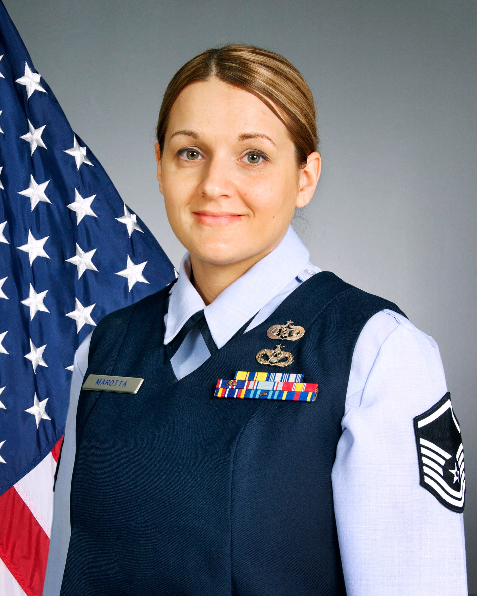 Master Sgt. Amanda L. Marotta was chosen as the Senior Noncommissioned Officer of the Year by the 108th Wing. The 108th, which is assigned to the New Jersey Air National Guard, is located at Joint Base McGuire-Dix-Lakehurst, N.J. (U.S. Air National Guard photo illustration by Tech. Sgt. Carl Clegg/Released)