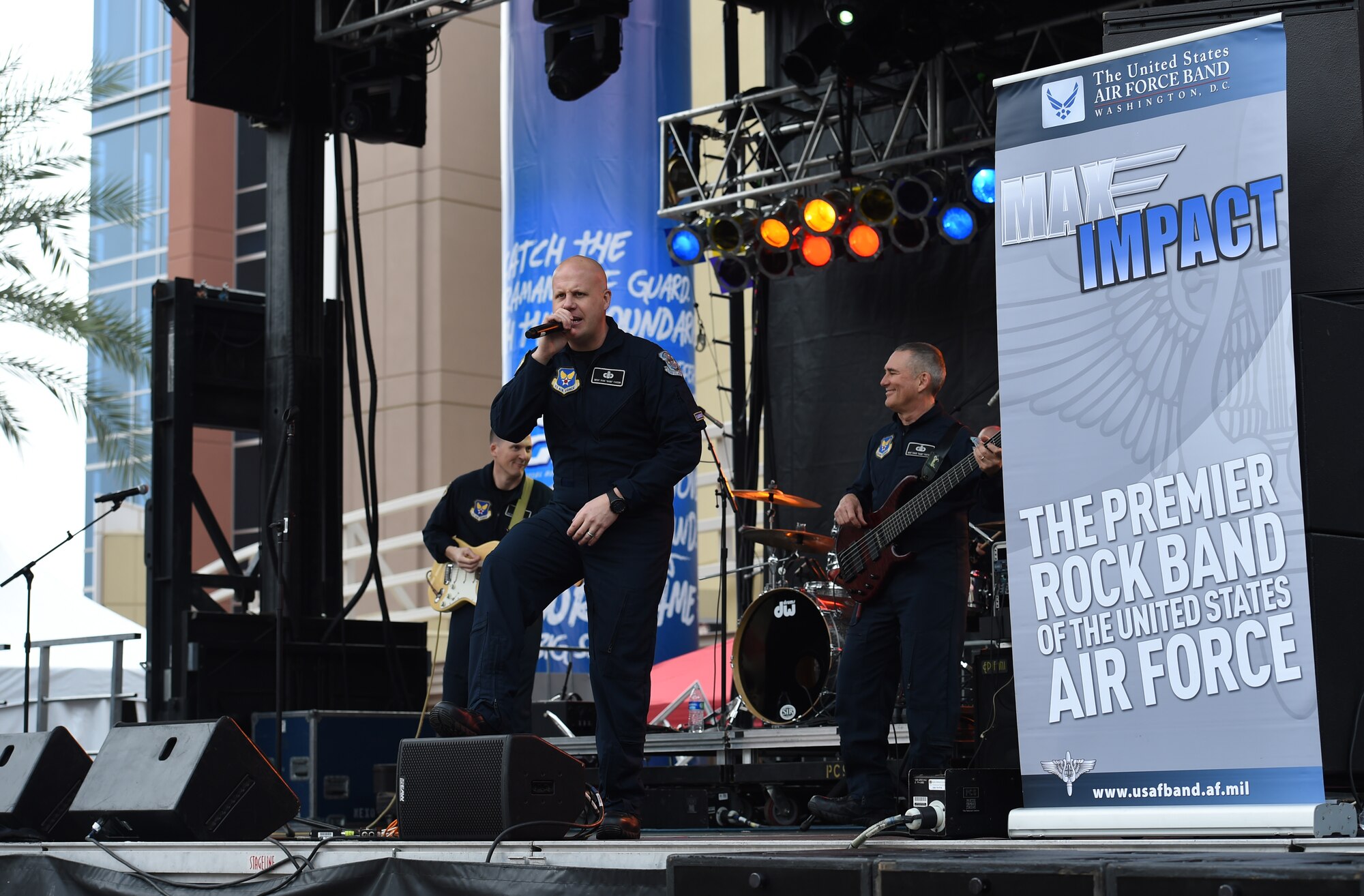 Max Impact performs for Super Bowl XLIX fans at Westgate Entertainment District in Glendale, Az. on Feb. 1, 2015. Max Impact is the U.S. Air Force’s premier rock band. (U.S. Air Force photo/ Senior Airman Nesha Humes)